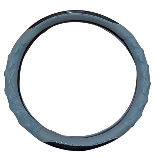 Leather car steering wheel cover, compatible with all car models / Model BN10 - Grey X Black Color