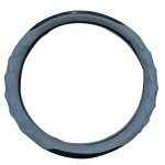 Leather car steering wheel cover, compatible with all car models / Model BN10 - Grey X Black Color