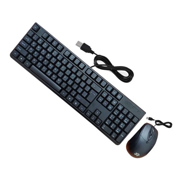 Wired keyboard and mouse with USB port, Arabic-English, convenient and comfortable for the eyes / Model K9