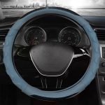 Leather car steering wheel cover, compatible with all car models / Model BN10 - Grey X Black Color - Image 2