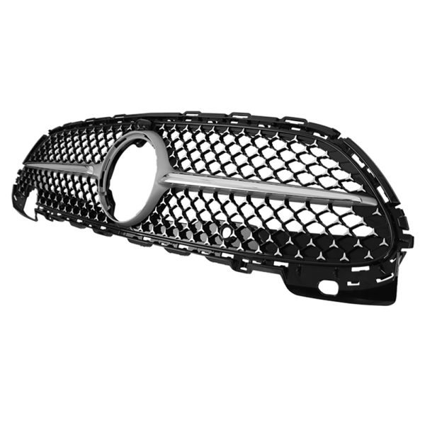 Car front grille compatible with Mercedes CW206 Model 2021 / Diamond Glossy Black Color