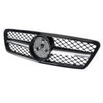 Car front grille compatible with Mercedes CW203 From Model 2002 to 2006  / Black With Chrome Color