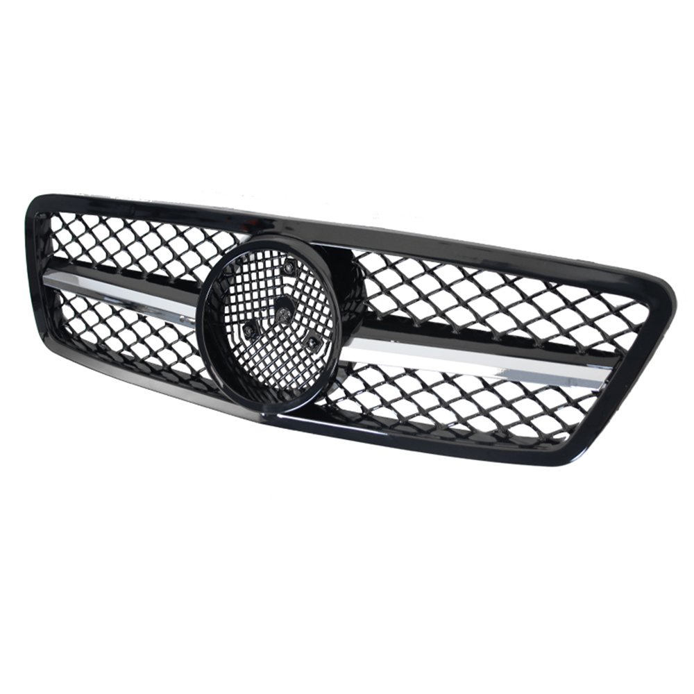 sd45w4q564d56wq4654wq Car front grille compatible with Mercedes CW203 From Model 2002 to 2006 / Black With Chrome Color - Image 1