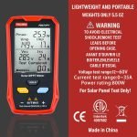 Solar PV Multimeter - Solar MPPT Meter with Ultra Clear Large LCD Display Smart MPPT Open Circuit Voltage Troubleshooting Aid Tool for Solar PV Tester 800W /Model FB673PV - Image 8