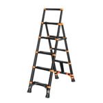 Imported telescopic aluminum ladder with adjustable parts - 5 steps ladder / Black Color Model YT-AT-B5 - Image 3