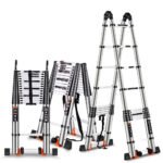 Imported telescopic aluminum ladder, interlocking, adjustable - length 2.5 meters, bendable 360 ​​degrees / Model YT-ATM250