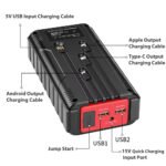 Car Jump Starter (Power Bank) 12000 mAh with Car Air Blower with 2 USB Outputs / Black * Red - Image 2
