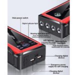 Car Jump Starter (Power Bank) 10000 mAh with Car Air Blower with 2 USB Outputs / Black * Red - Image 2