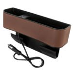 Multi-functional car seat side organizer suitable for all types of cars (one piece) equipped with 2 USB ports / Model GFF – Brown Color