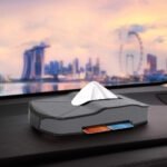 ⁦علبة مناديل من الجلد للسيارة او المنزل / موديل JJB10 – لون رمادي⁩ - الصورة ⁦2⁩