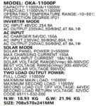 Oka Power Inverter to operate home appliances in case of power outage or solar energy 11000 VA - 11000 Watt / Model Oka 11000P - Image 3