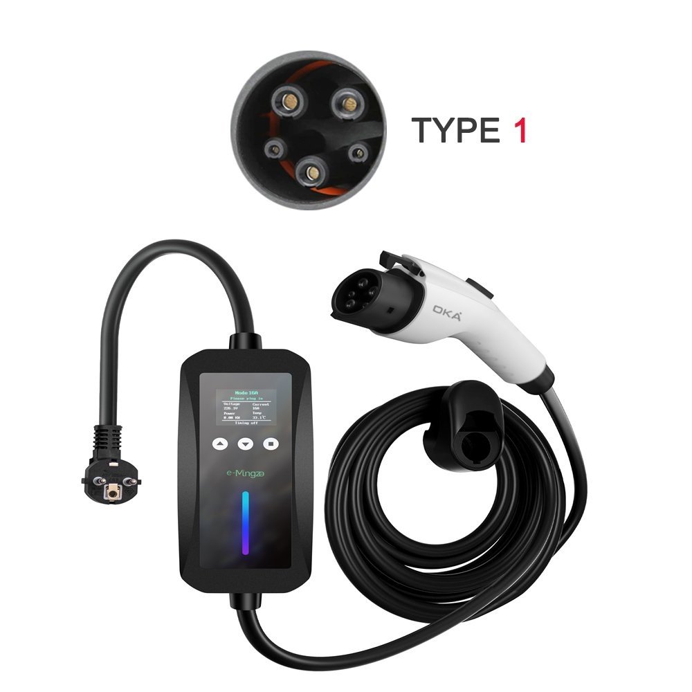 البييييييييييييييييي شاحن اوكا للسياراة الكهربائية محمول عالي الجودة TYPE1 (EV Charger) – بقوة 16 أمبير 3.5 كيلو وات – موديل/ D16A - الصورة 1