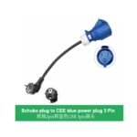 CEE 3-pin electric vehicle power converter to 2-pin European plug